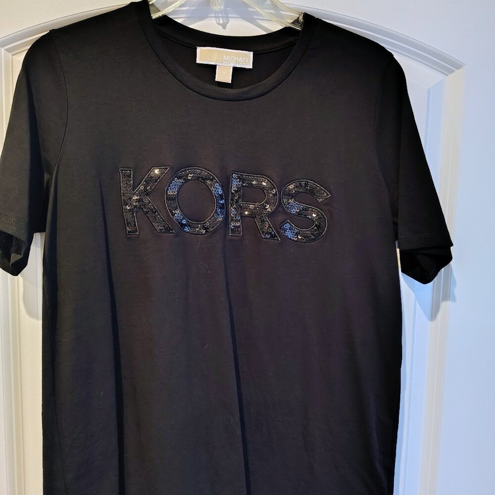 Sequined Black cotton Michael Kors t shirt.